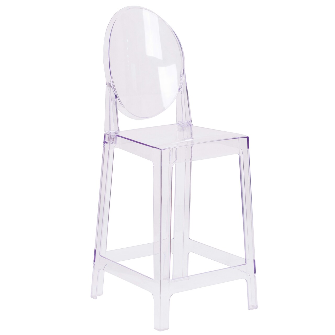 Emma and Oliver Ghost Counter Stool in Transparent Crystal with Oval Back